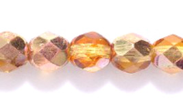 6mm Fire Polish, Lt Topaz Half Coat Golden Copper, Czech Glass Beads 50 ... - $2.50