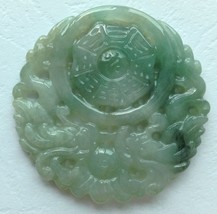 Chinese Jadeite (Hard Jade) [Grade A] Double Dragons Diagrams Pendant - £55.03 GBP