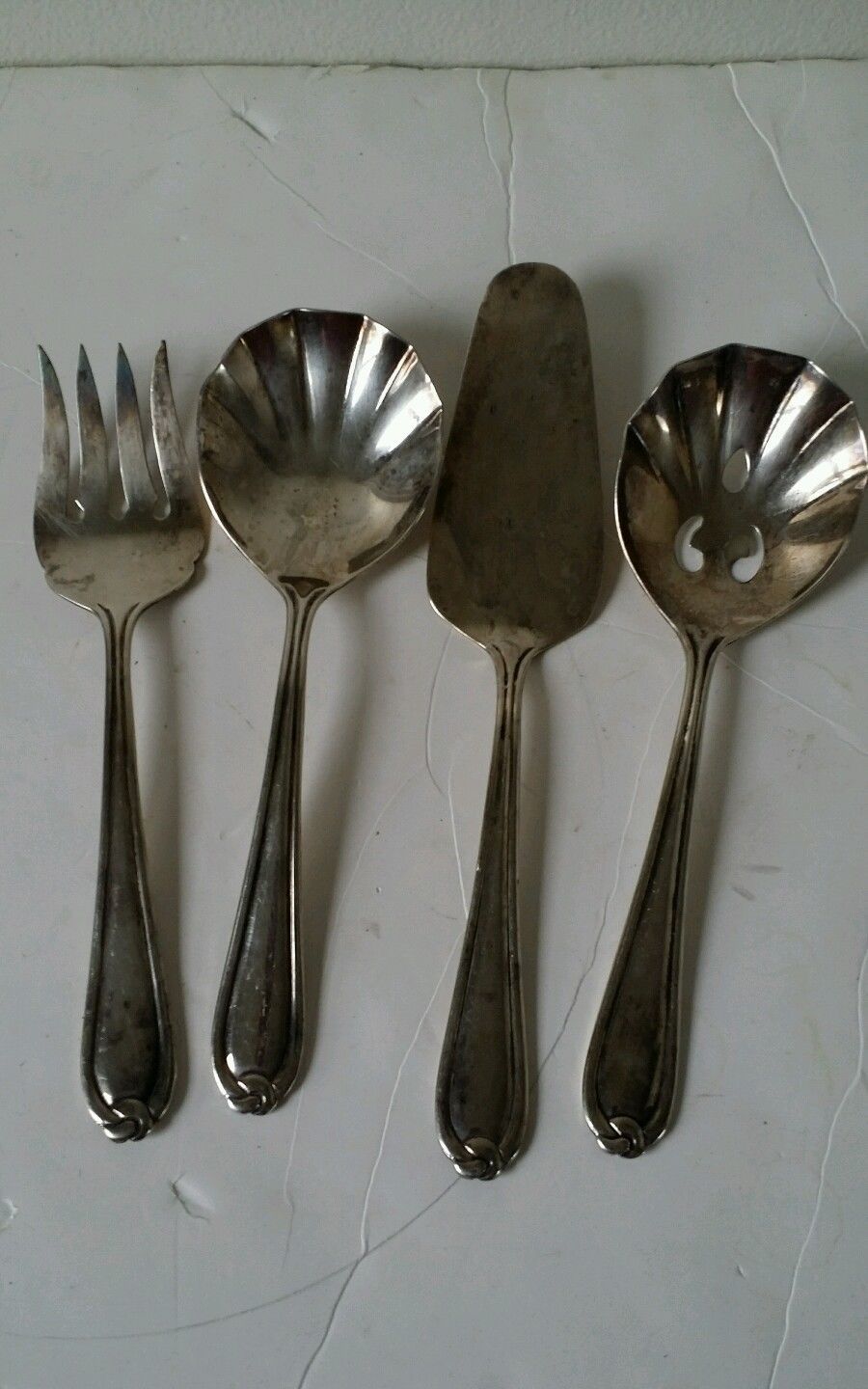 Vintage Silver plated retro Korea serveware 4 piece set flatware - $12.87