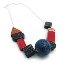 Everyday Chunky Bead Necklace For Women, Colorful Clay Statement Artisan Jewelry - £52.14 GBP
