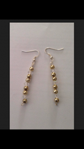 gold colored beaded dangling pierced earrings (several available)eee - £15.06 GBP