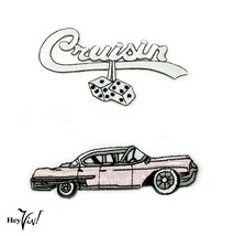 50s Style Applique Iron On Patches - Set of 2 - Cruisin &amp; Pink Cadillac -Hey Viv - £9.41 GBP