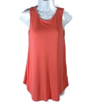 Old Navy Womens Sleeveless Tank Top Crochet Floral Lace Back Size XS Coral - £7.81 GBP