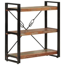 3-Tier Bookcase 77x30x80 cm Solid Wood Reclaimed and Iron - £79.61 GBP