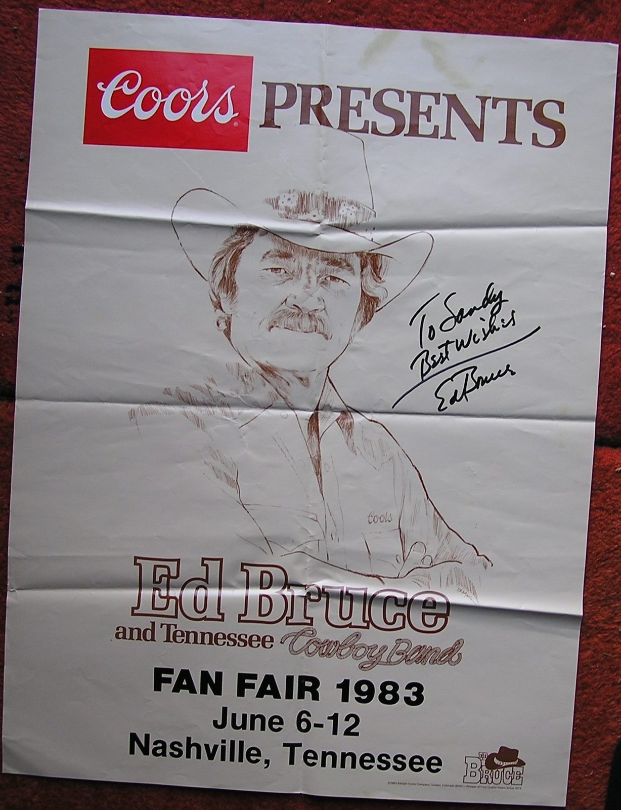 ED BRUCE 1983 FAN FAIR COORS Autographed Poster VG+ COUNTRY MUSIC NASHVILLE - $79.50