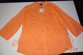 New Women sheer blouse Shirt Orange Sorbet size XL 24 inches Apostrophe - £21.22 GBP