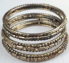 Indian Jewelry Bollywood Traditional Look Gold Tone Polki Pearl Kada Bangle Set  - £18.49 GBP
