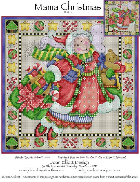 CLEARANCE Mama Christmas JE046 cross stitch chart Joan Elliott Designs - $10.50