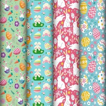 12 Sheets Folded Easter Wrapping Paper Easter Bunny Egg Flower Rabbit Holiday Wr - £19.88 GBP