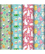 12 Sheets Folded Easter Wrapping Paper Easter Bunny Egg Flower Rabbit Ho... - £19.50 GBP