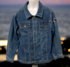 365 Kids Garanimals Girls Jean Denim Jacket Size 8 Blue Dinosaur Long Sleeve - £4.68 GBP