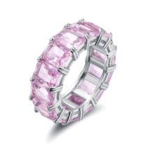 6Ct Radiant Cut Simulated Pink Sapphire Engagement Band Ring 14k White Gold Over - £77.85 GBP