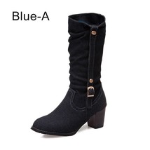 2023 sexy jean boots women s long tube short boot winter high heel denim boot lady thumb200