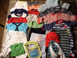 Lot of 23 pieces, boys 0-3 months clothing outfits. - $36.63