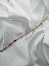 Vintage Gold On Sterling Ross Simons Multi Gemstone Tennis Link Bracelet... - $44.54