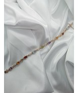 Vintage Gold On Sterling Ross Simons Multi Gemstone Tennis Link Bracelet... - $44.54
