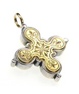 Gerochristo 5223 -  Solid Gold &amp; Silver Byzantine Medieval Cross Pendant  - £839.32 GBP