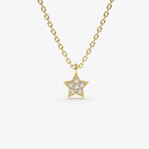 0.10Ct Corte Redondo Moissanita 14K Oro Amarillo Chapado Estrella Colgante Charm - £155.06 GBP