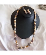 NWT Wood and metal beads necklace with magnetic clasp and dangling earrings - €9,37 EUR
