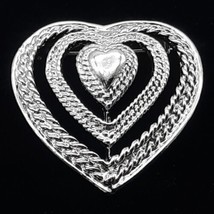 Vtg Gerrys Triple 3-D Braided Heart Silver Tone Sweetheart Brooch Pendan... - £8.28 GBP