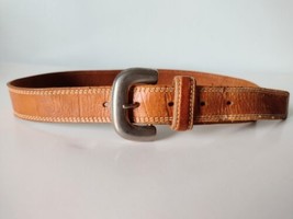 Ann Taylor Soft Leather Adjustable Belt Womens S M Brown Textured Mid Width  - £13.92 GBP