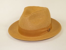 Men's Bently Semi Crushable Fedora Briad Straw Hat Leonardo LE238 Cognac Brown image 4