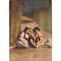 Antique Hand Tinted Postcard, Romantic Children Boy and Girl on Path Germany - £11.34 GBP