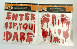 Halloween Window Gel Cling 40+ Pieces Blood Spatter Foot Print Enter If You Dare - £18.10 GBP