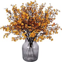 Momkids 6 Pcs Faux Flower Fake Babys Breath Flower Bulk Artificial, Orange - £32.46 GBP