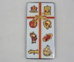 TOFA 8 Piece Holiday Charm and Pin Set ~ Enamel On Gold Tone Base Metal - £7.79 GBP