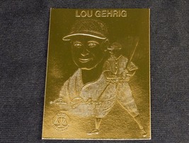 Lou Gehrig ~ 22k Gold Foil Baseball Card, 1996, Plastic Holder, w/Serial # - £7.65 GBP