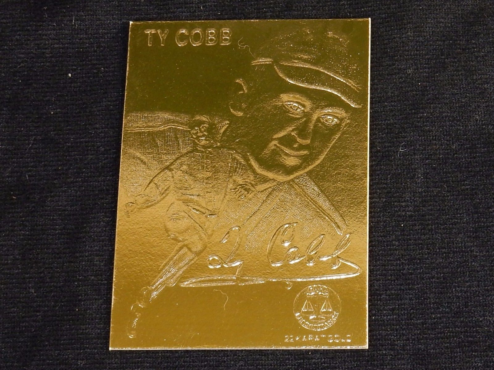 Primary image for Ty Cobb ~ 22k Gold Foil Baseball Card, 1996, Plastic Holder, w/Serial #