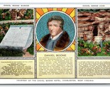 Daniel Boone Marker &amp; Cave Charleston West Virginia UNP Linen Postcard K16 - £3.12 GBP