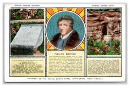 Daniel Boone Marker &amp; Cave Charleston West Virginia UNP Linen Postcard K16 - £3.11 GBP