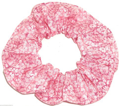Floral Hair Scrunchie Pink Tiny Flowers Fabric Scrunchies by Sherry Ponytail  - £5.50 GBP