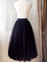 Black Maxi Tulle Skirt Women Plus Size Elastic Waist Long Tulle Skirt image 4