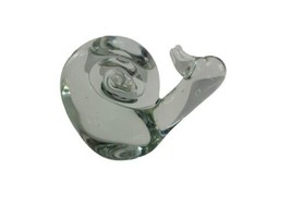 Omnipus Small Snail Hand Blown w Bubbles Clear Paperweight Figurine Taiwan  - $11.83