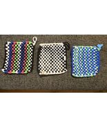 3 Handmade Potholder Woven Loom Hot Pad Trivet Pot Holders Coaster 4X4 In. - €6,92 EUR