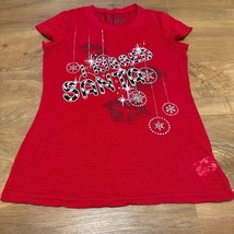 Juniors Size Large 11/13 Rocker Girl Red Christmas S/S T-Shirt I KISSED ... - $14.00