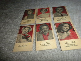 6 Engrav-o-Tints Movie Star Portraits Peerless Como; Shore; Gabor Powell 1940 VG - £15.66 GBP