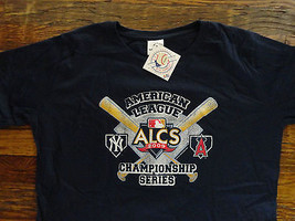 NWT 2009 ALCS CHAMPIONSHIP NEW YORK YANKEES MLB T SHIRT BLUE ADULT L FRE... - $16.57