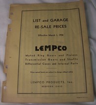 1937 Lempco Mated Ring Gears Pinions Transmission Gears Catalog Price List - £7.90 GBP