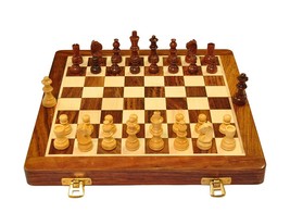 LARGE Wooden Chess Board travel Chess Board with Magnetic Pieces  (10x10... - £38.91 GBP