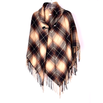 Shaw Wrap Winter Woven Poncho with Clasp and Tassels One Size - £11.35 GBP