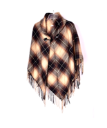 Shaw Wrap Winter Woven Poncho with Clasp and Tassels One Size - £11.37 GBP