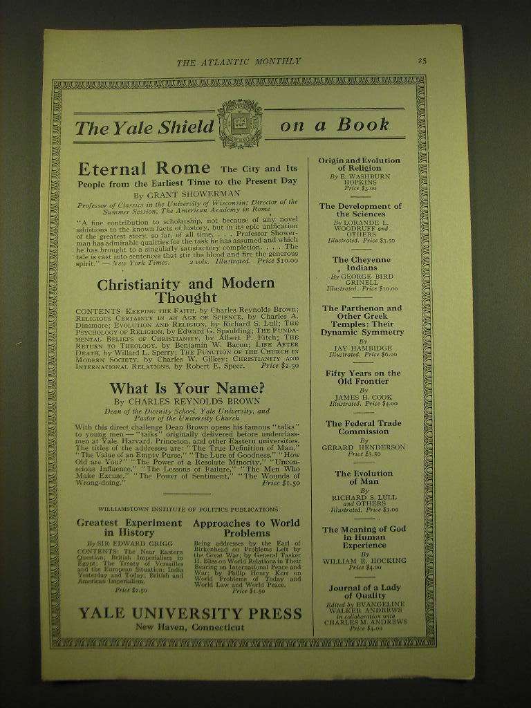 1924 Yale University Press Ad - The Yale Shield - $18.49