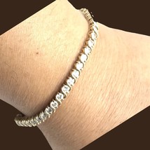 Sterling silver Gold Tone  CZ Tennis bracelet 7” - £56.09 GBP