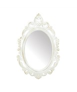 Antique White Wood Oval Mirror - £41.11 GBP