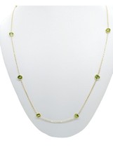 9.00 Ct Round Cut Lab-Created Green Peridot 14K Yellow Gold Plated Yard Necklace - £182.56 GBP