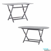 Outdoor Garden Patio Grey Wooden Folding Dining Table With Umbrella Hole Wood - £141.55 GBP+